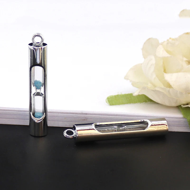 2PCS Glass Vial Pendants Locket Charms Cylinder Bottle Charm