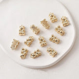 2PCS Bear Pendant Necklace with Zircon Charms DIY Jewelry Making Supplies