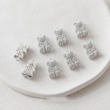 2PCS Bear Pendant Necklace with Zircon Charms DIY Jewelry Making Supplies