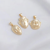 2PCS Plated Funny Face Necklace Pendant Charms Jewelry Making DIY Brass