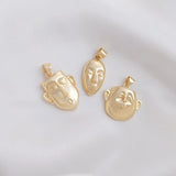 2PCS Plated Funny Face Necklace Pendant Charms Jewelry Making DIY Brass