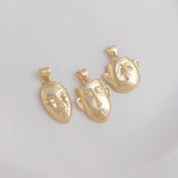 2PCS Plated Funny Face Necklace Pendant Charms Jewelry Making DIY Brass