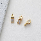 2PCS Whistle Pendant with Zircon for Jewelry Making Necklace DIY 