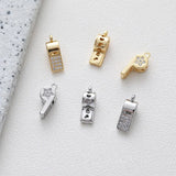 2PCS Whistle Pendant with Zircon for Jewelry Making Necklace DIY 