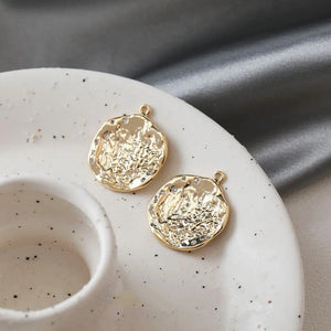 2PCS Irregular Circle Pendant Brass with Zircon for DIY Necklace Making