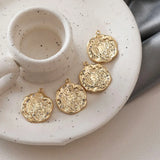 2PCS Irregular Circle Pendant Brass with Zircon for DIY Necklace Making