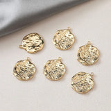 2PCS Irregular Circle Pendant Brass with Zircon for DIY Necklace Making