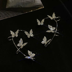 Sparkling Zircon Butterfly Ear Clips, Wedding Jewelry