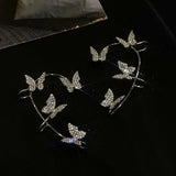Sparkling Zircon Butterfly Ear Clips, Wedding Jewelry