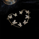 2PCS Silver Butterfly Ear Clips Zircon Ear Cuff Earrings