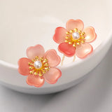 2PCS Pink Flower Hair Forks Hair Clips Hair Pins Bride Tiara Women Hair Jewelry