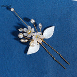 2PCS Rhinestone Pearl Barrettes Bridal Hair Accessories