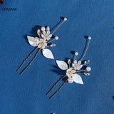 2PCS Rhinestone Pearl Barrettes Bridal Hair Accessories