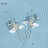 2PCS Rhinestone Pearl Barrettes Bridal Hair Accessories