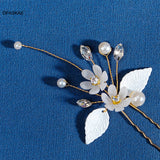 2PCS Rhinestone Pearl Barrettes Bridal Hair Accessories
