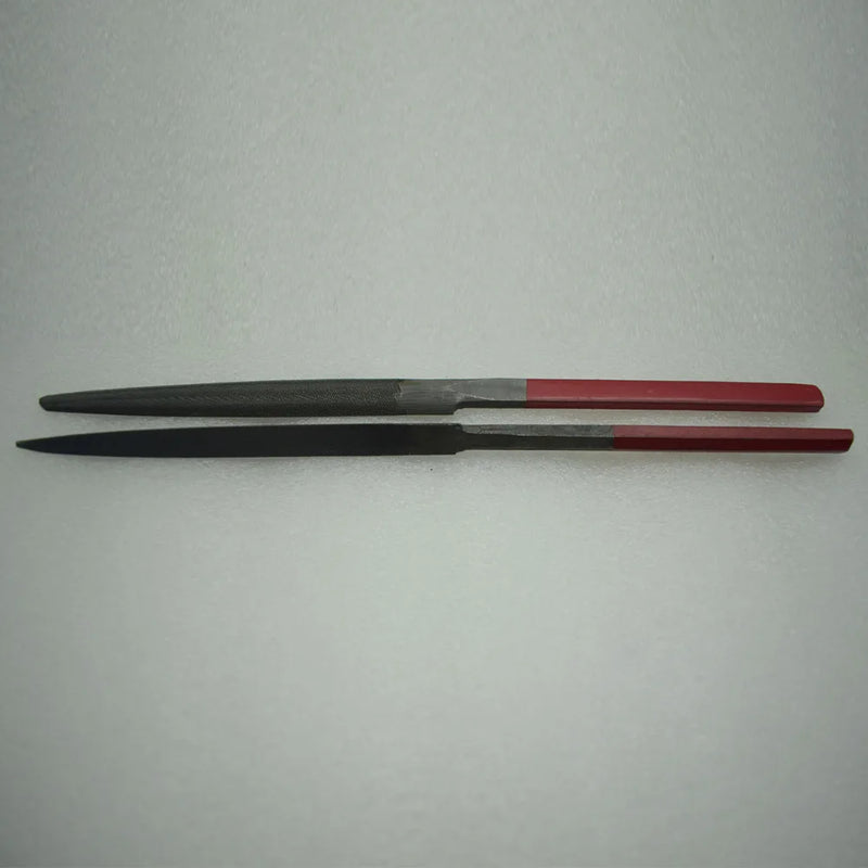 2PCS Halfround & 3-Square Files Red Handle for Sterling Silver Jewelry
