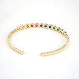 Rainbow Bangles Copper Zirconia Rhinestone Cuff Bangle Gift