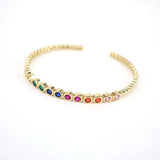 Rainbow Bangles Copper Zirconia Rhinestone Cuff Bangle Gift