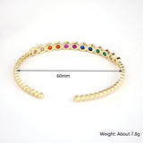 Rainbow Bangles Copper Zirconia Rhinestone Cuff Bangle Gift