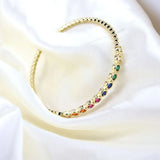 Rainbow Bangles Copper Zirconia Rhinestone Cuff Bangle Gift
