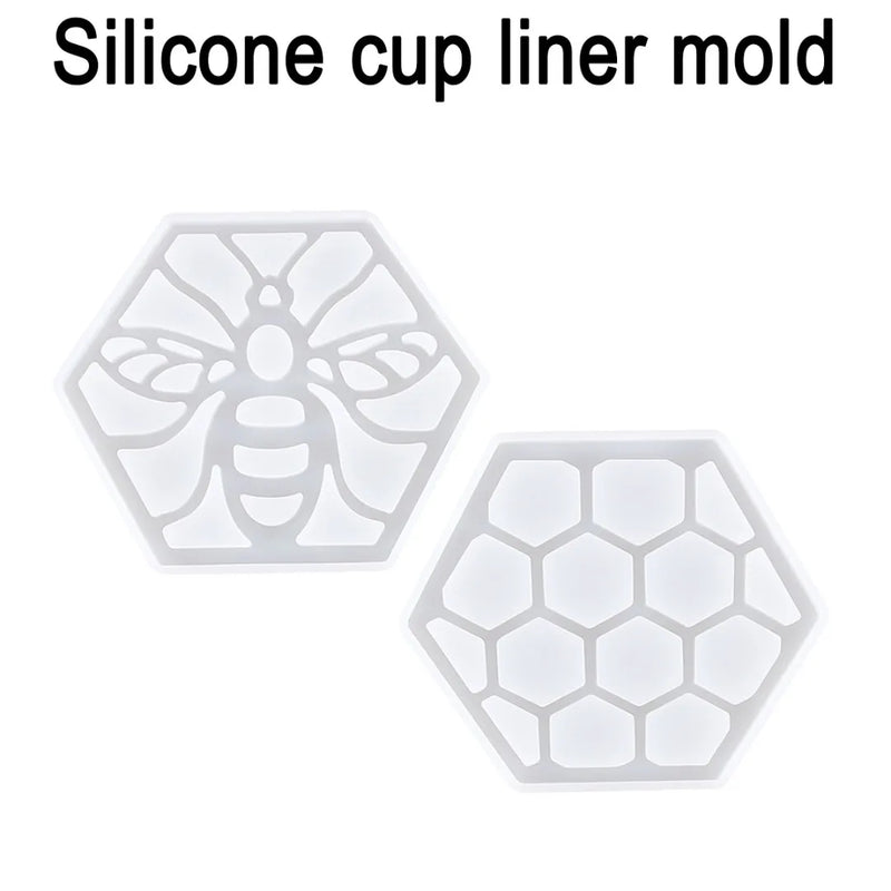 2PCS Honeycomb Bee Coaster Silicone Mold DIY Craft Tools