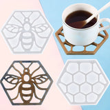2PCS Honeycomb Bee Coaster Silicone Mold DIY Craft Tools