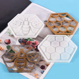 2PCS Honeycomb Bee Coaster Silicone Mold DIY Craft Tools