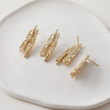 2PCS Irregular Studs Earrings 14k Plated Brass Jewelry Making DIY Supplies