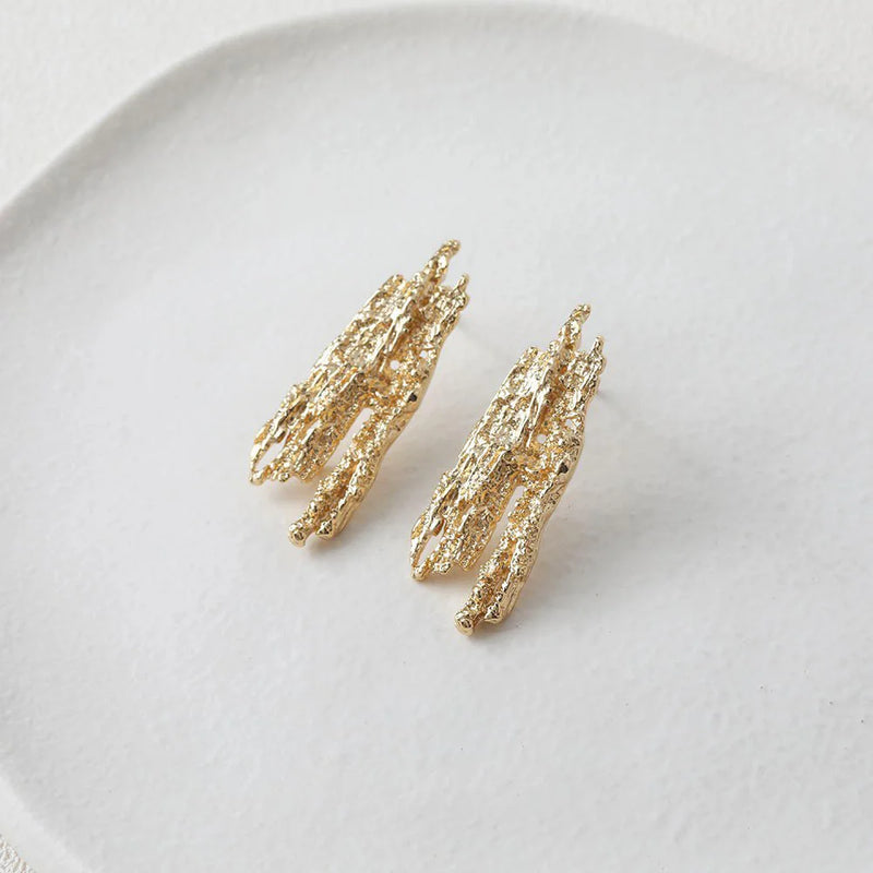 2PCS Irregular Studs Earrings 14k Plated Brass Jewelry Making DIY Supplies