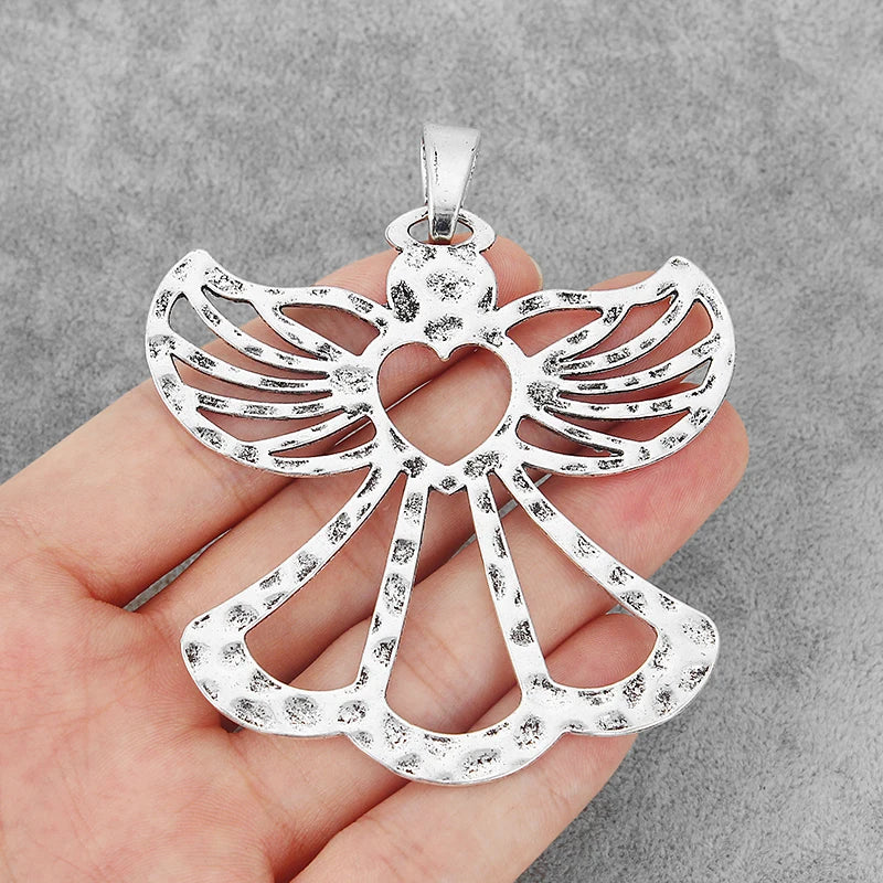2PCS Abstract Hammered Fairy Angle Wings Charms Pendants DIY Necklace