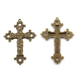 2PCS Antique Bronze Cross Charm Pendant for Necklace Making 74x52mm