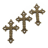 2PCS Antique Bronze Cross Charm Pendant for Necklace Making 74x52mm