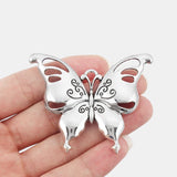 2PCS Large Antique Verdigris Patina Hollow Butterfly Flower Fairy Charm Pendant