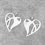 2PCS Large Open Tone Love Heart Shape Charms Pendants Necklace Findings 90x80mm