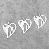 2PCS Large Open Tone Love Heart Shape Charms Pendants Necklace Findings 90x80mm