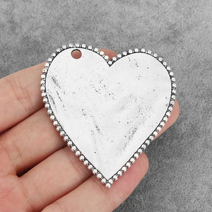2PCS Love Heart Charms for Necklace Making Jewelry 62x56mm