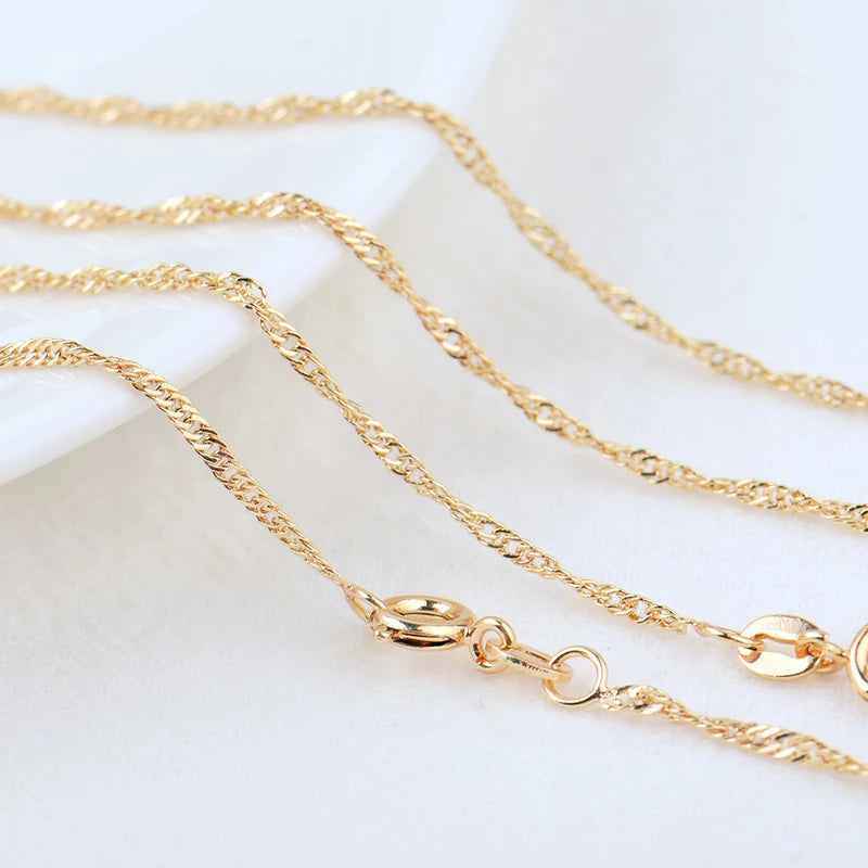 2PCS 24K Brass Finish Chain for DIY Jewelry Making