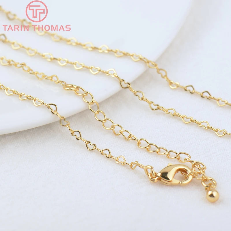 2PCS 24K Brass Finished Necklace Chain 2MM High DIY Jewelry Making Findings