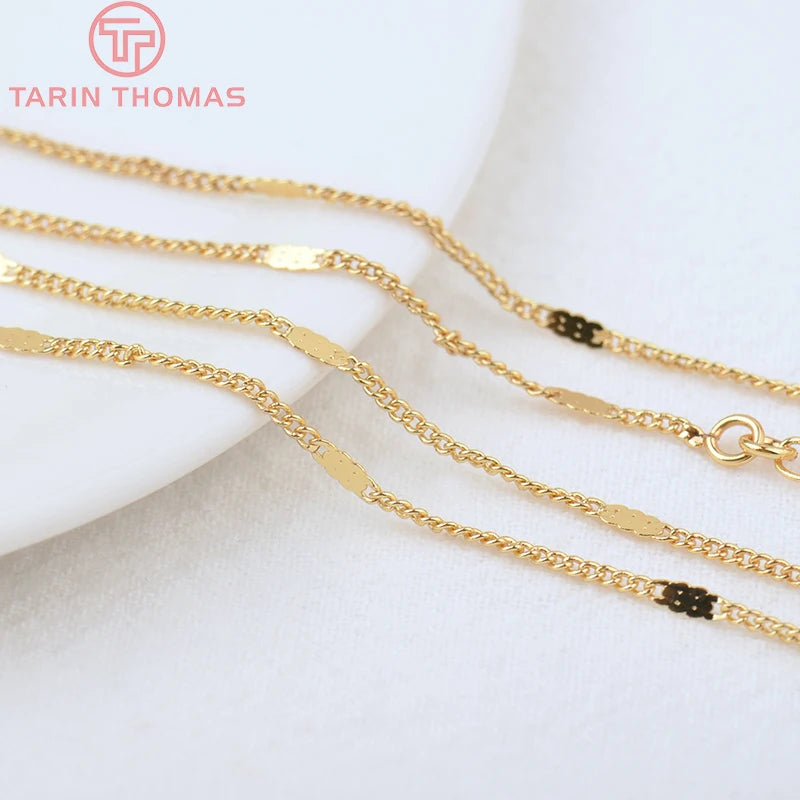 2PCS 24K Brass Necklace Chain High Jewelry Findings Accessories