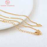 2PCS 24K Brass Necklace Chain High Jewelry Findings Accessories