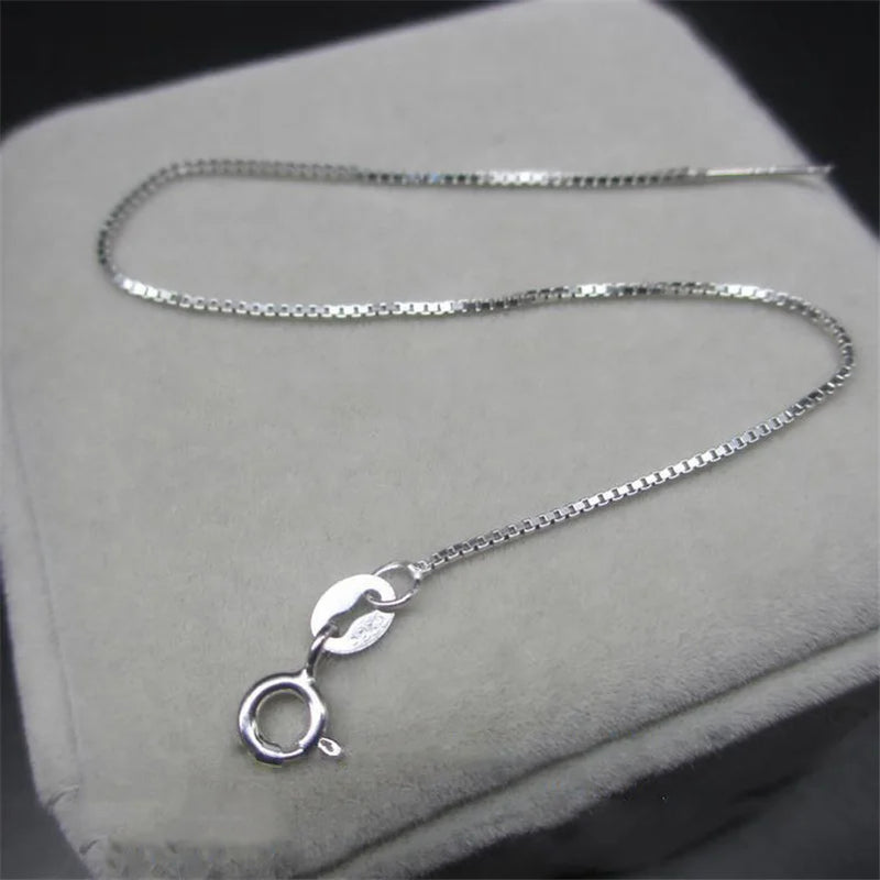 2PCS Sterling Silver Box Chain Bracelets for Women