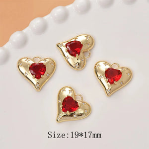 2PCS Love Pendant Zircon Women Necklace Plated Charms Jewelry DIY