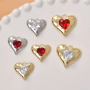 2PCS Love Pendant Zircon Women Necklace Plated Charms Jewelry DIY