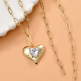2PCS Love Pendant Zircon Women Necklace Plated Charms Jewelry DIY