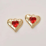 2PCS Love Pendant Zircon Women Necklace Plated Charms Jewelry DIY