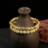 2PCS Couples Bracelets CZ Geometric Disco Ball Hematite Natural Stone