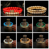 2PCS Couples Bracelets CZ Geometric Disco Ball Hematite Natural Stone