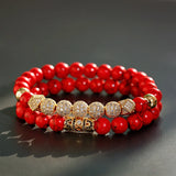 2PCS Couples Bracelets CZ Geometric Disco Ball Hematite Natural Stone