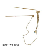 2PCS Tassel Hairpins Golden Alloy Fan Shaped Headpiece Charm Hair Jewelry