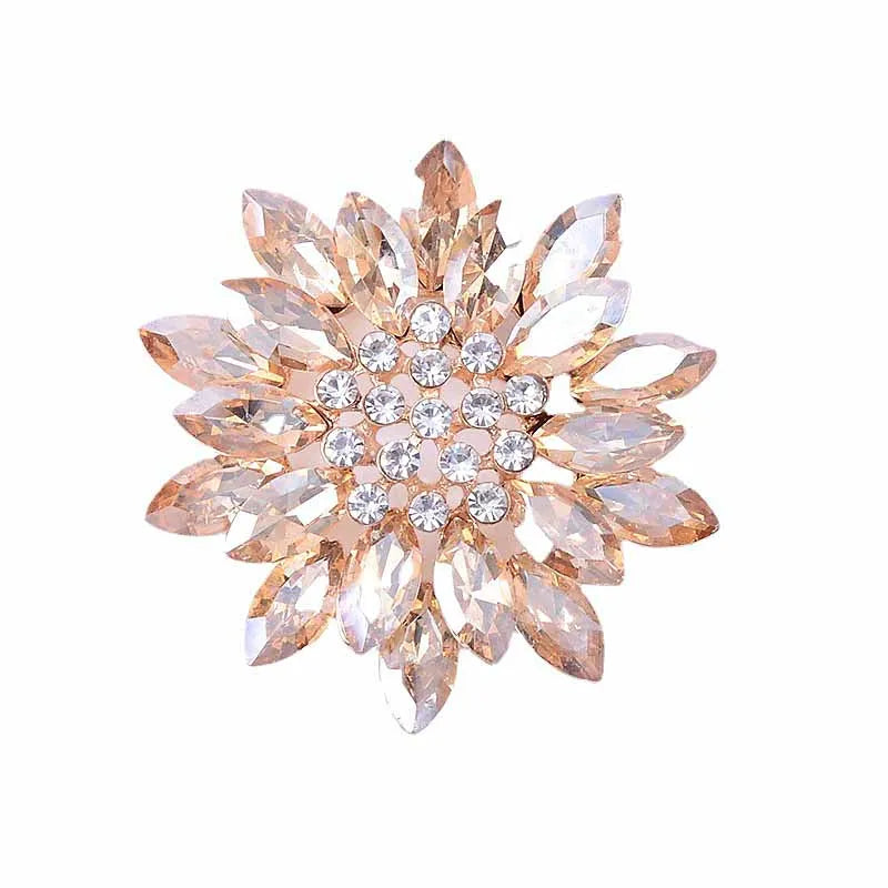 2PCS Metal Sunflower Rhinestone Buttons Crystal Glass Stone Clothes Decor